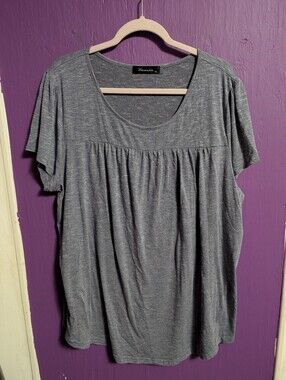 42. Vinmatto Heathered Slate Blue Short Sleeve Blouse 3X 22 24